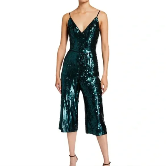 Aidan Mattox | Pants & Jumpsuits | Aidan Mattox Green Sequin Jumpsuit |  Poshmark